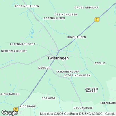 Karte von Twistringen und Umgebung