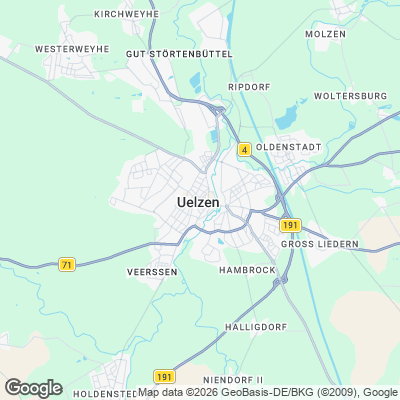 Karte von Uelzen und Umgebung