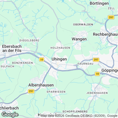 Karte von Uhingen und Umgebung