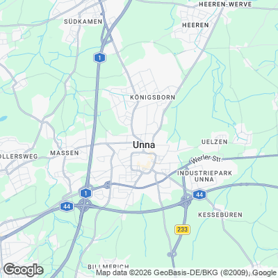 Karte von Unna und Umgebung