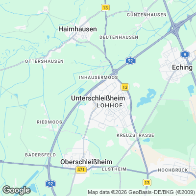 Karte von Unterschleißheim und Umgebung
