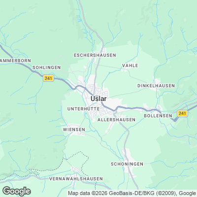 Karte von Uslar und Umgebung