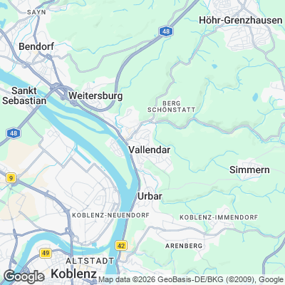Karte von Vallendar und Umgebung