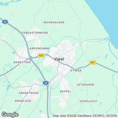 Karte von Varel und Umgebung