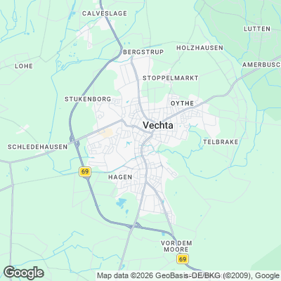 Karte von Vechta und Umgebung