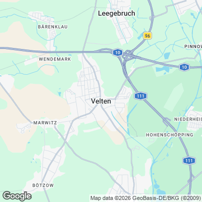 Karte von Velten und Umgebung