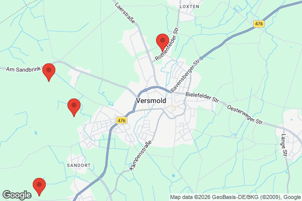 Karte mit Entrümpelungsaufträgen in Versmold