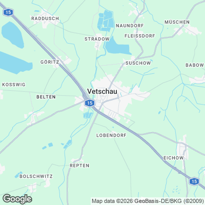 Karte von Vetschau und Umgebung
