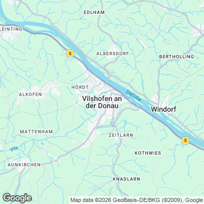 Karte von Vilshofen an der Donau und Umgebung