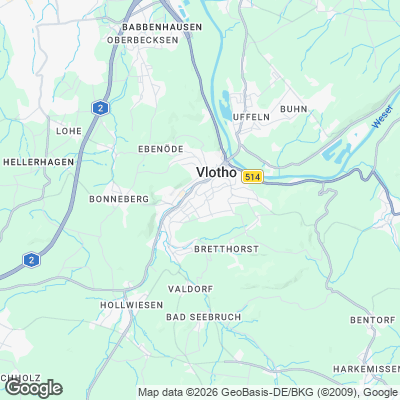 Karte von Vlotho und Umgebung
