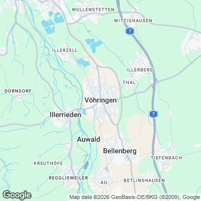 Karte von Vöhringen und Umgebung