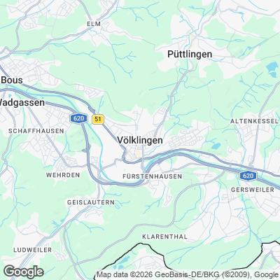 Karte von Völklingen und Umgebung