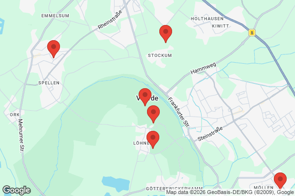 Karte mit Entrümpelungsaufträgen in Voerde (Niederrhein)