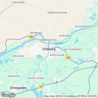 Karte von Vohburg an der Donau und Umgebung