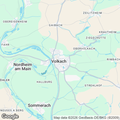 Karte von Volkach und Umgebung