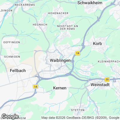 Karte von Waiblingen und Umgebung