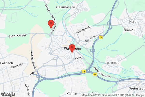 Karte mit Entrümpelungsaufträgen in Waiblingen
