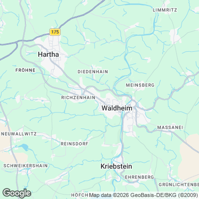 Karte von Waldheim und Umgebung