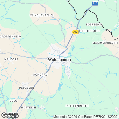 Karte von Waldsassen und Umgebung