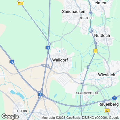 Karte von Walldorf und Umgebung