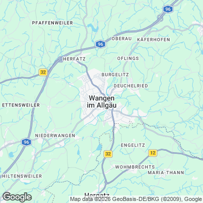 Karte von Wangen im Allgäu und Umgebung