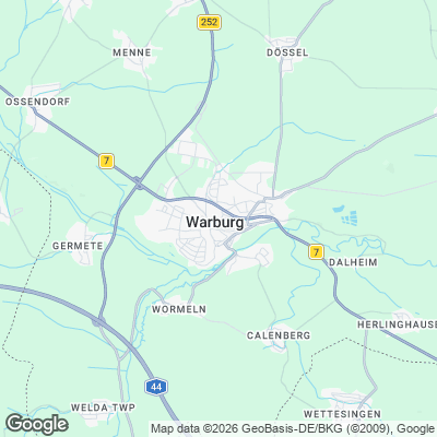 Karte von Warburg und Umgebung