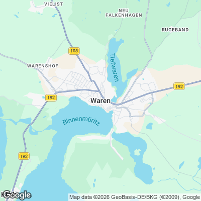 Karte von Waren (Müritz) und Umgebung