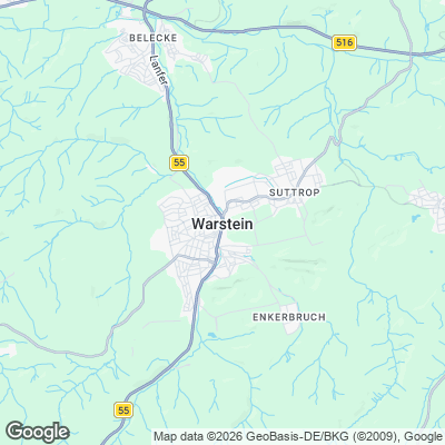 Karte von Warstein und Umgebung