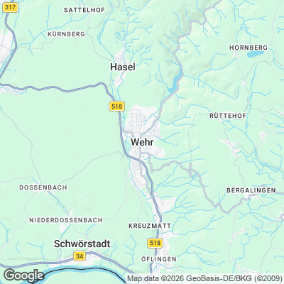 Karte von Wehr und Umgebung