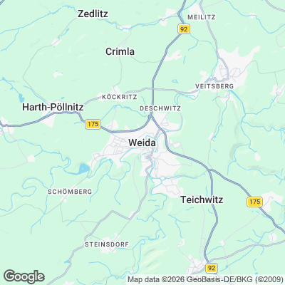 Karte von Weida und Umgebung