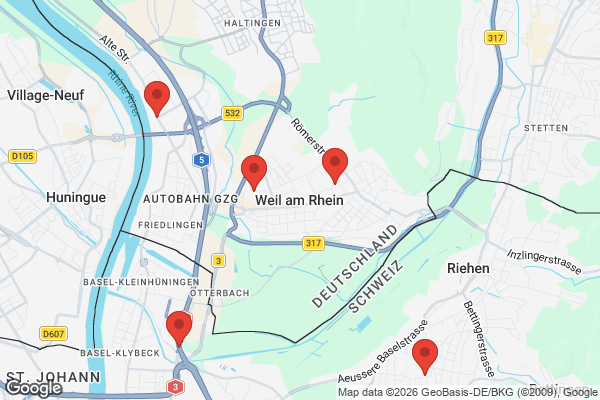 Karte mit Entrümpelungsaufträgen in Weil am Rhein