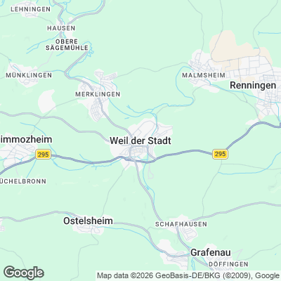 Karte von Weil der Stadt und Umgebung