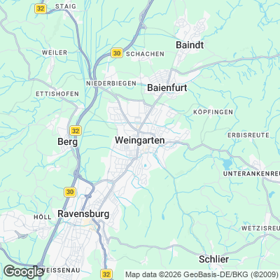 Karte von Weingarten und Umgebung