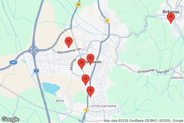 Karte mit Entrümpelungsaufträgen in Weinheim