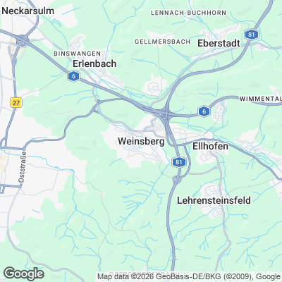 Karte von Weinsberg und Umgebung