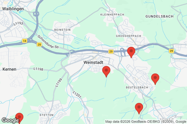 Karte mit Entrümpelungsaufträgen in Weinstadt