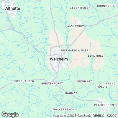 Karte von Welzheim und Umgebung