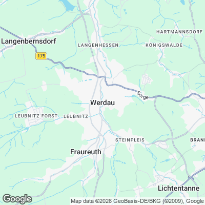 Karte von Werdau und Umgebung