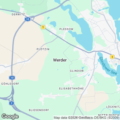 Karte von Werder (Havel) und Umgebung