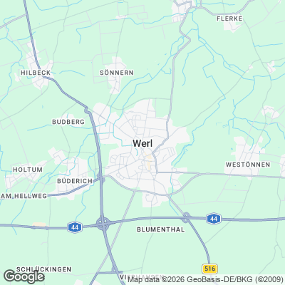 Karte von Werl und Umgebung