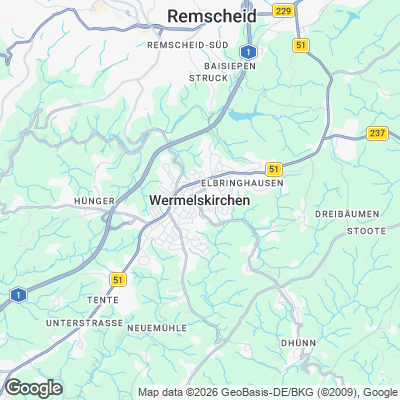 Karte von Wermelskirchen und Umgebung