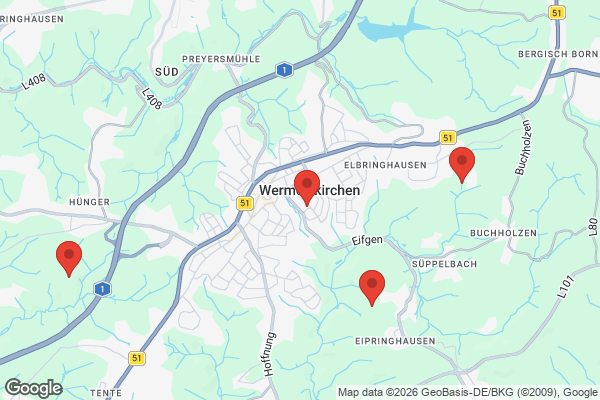 Karte mit Entrümpelungsaufträgen in Wermelskirchen