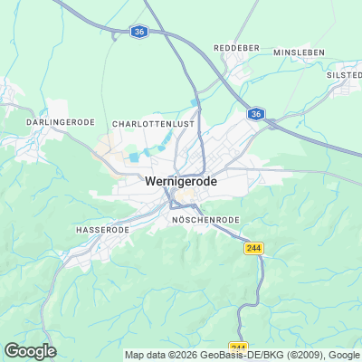 Karte von Wernigerode und Umgebung