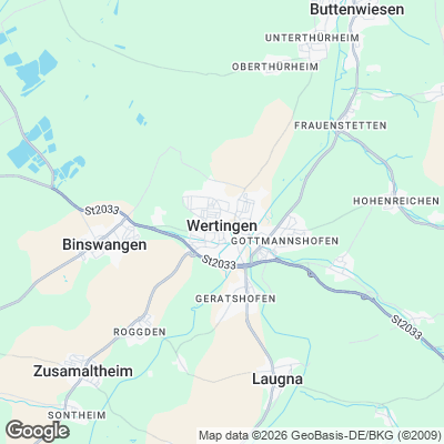Karte von Wertingen und Umgebung