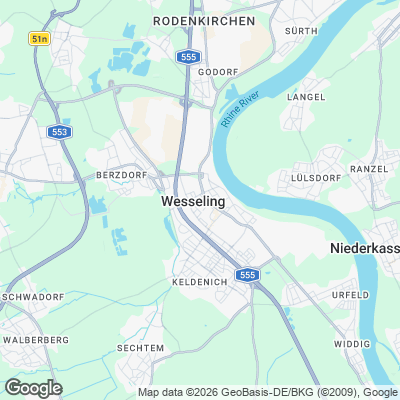 Karte von Wesseling und Umgebung