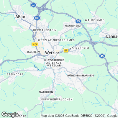 Karte von Wetzlar und Umgebung