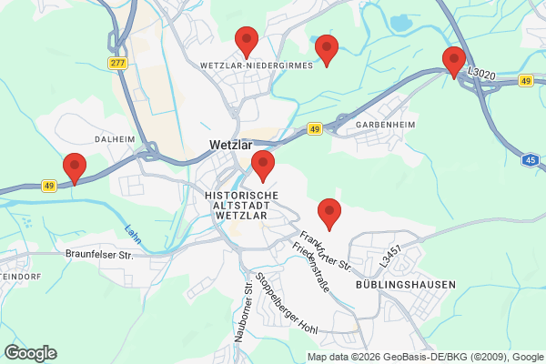 Karte mit Entrümpelungsaufträgen in Wetzlar