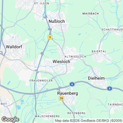 Karte von Wiesloch und Umgebung