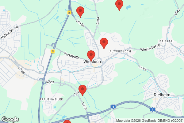 Karte mit Entrümpelungsaufträgen in Wiesloch