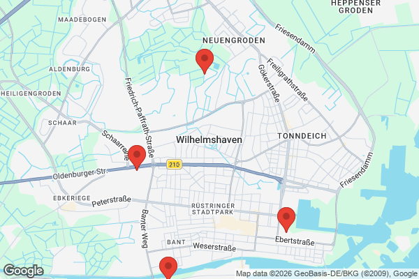 Karte mit Entrümpelungsaufträgen in Wilhelmshaven